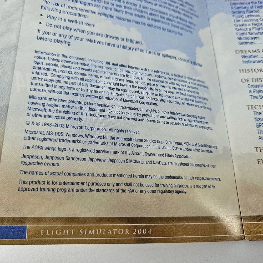 Microsoft Flight Simulator 2004 PC CD Disc II Handbook Airplane School Computer